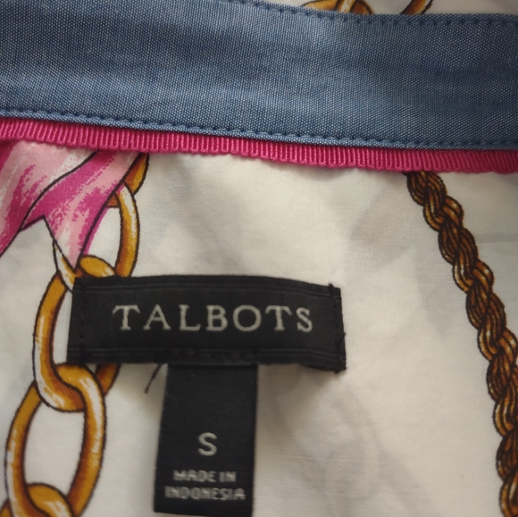 Talbots links and ribbons chain link equestrian print long sleeves shirt - Picture 9 of 9